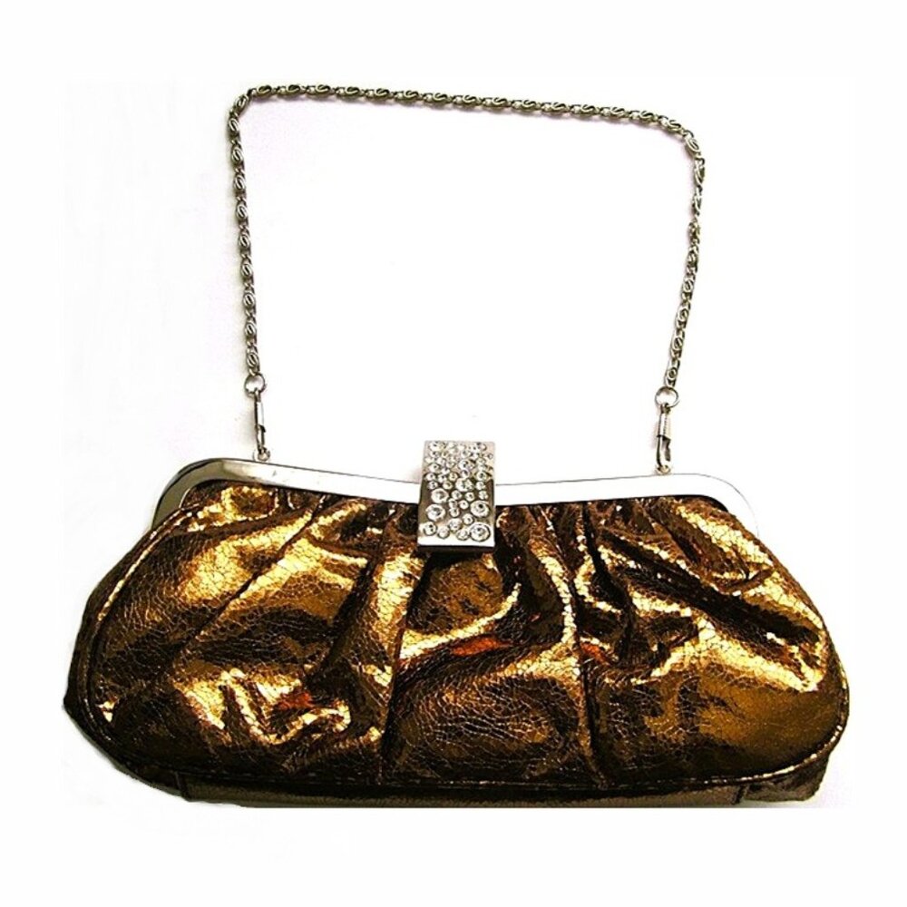 Evening Bag Gold Copper Lame Purse Clutch
